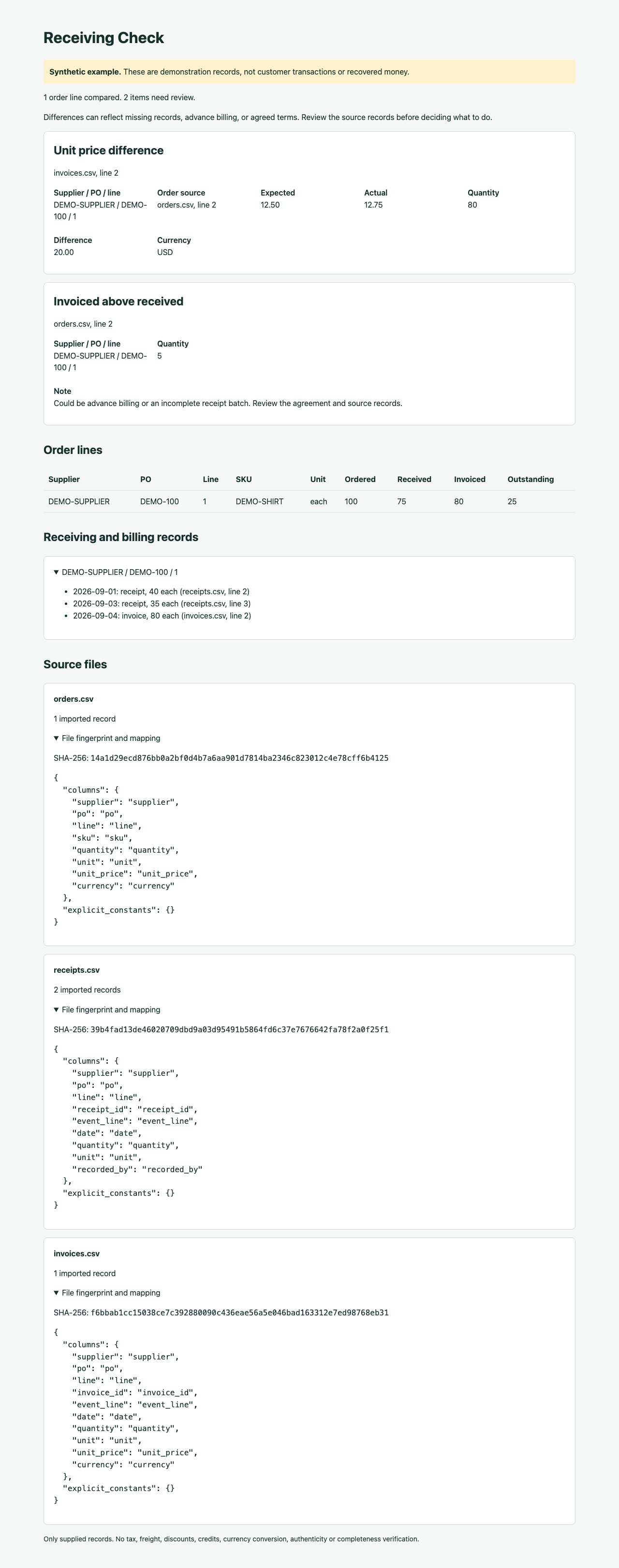 ReceivingCheck screenshot