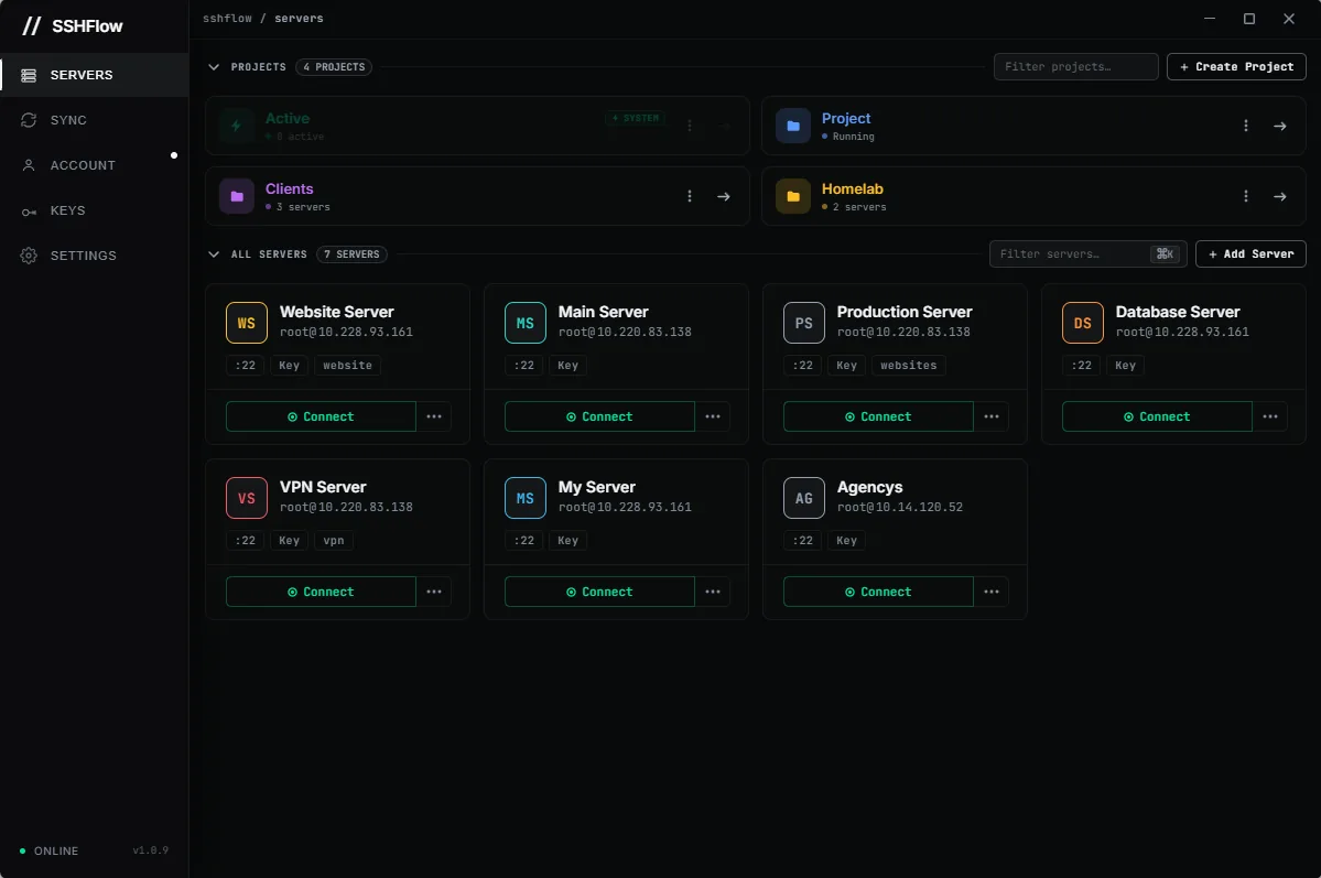 SSH Client with Integrated Workspaces for Developers screenshot