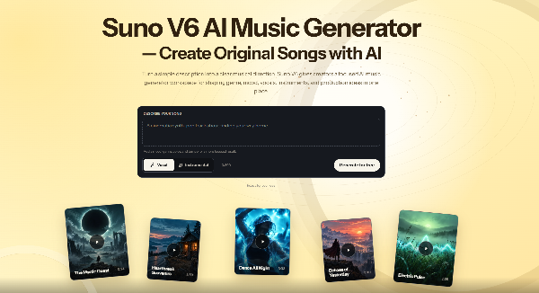 Suno V6 AI Music Generator screenshot