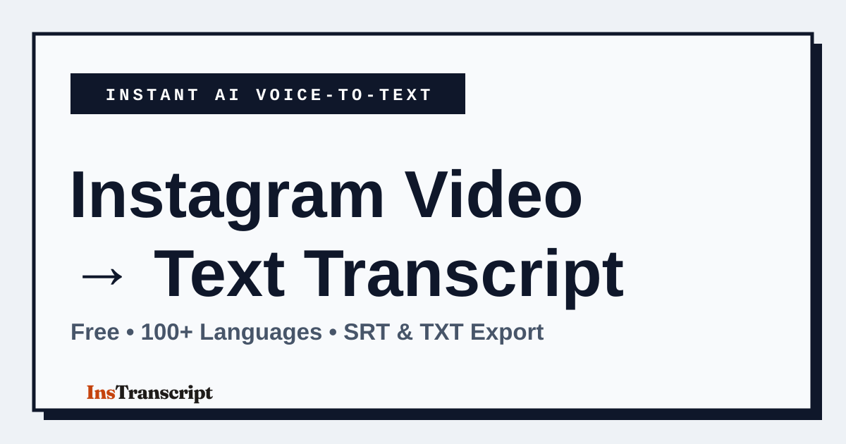 Instagram Transcript Generator: Free Reel & Video to Text screenshot