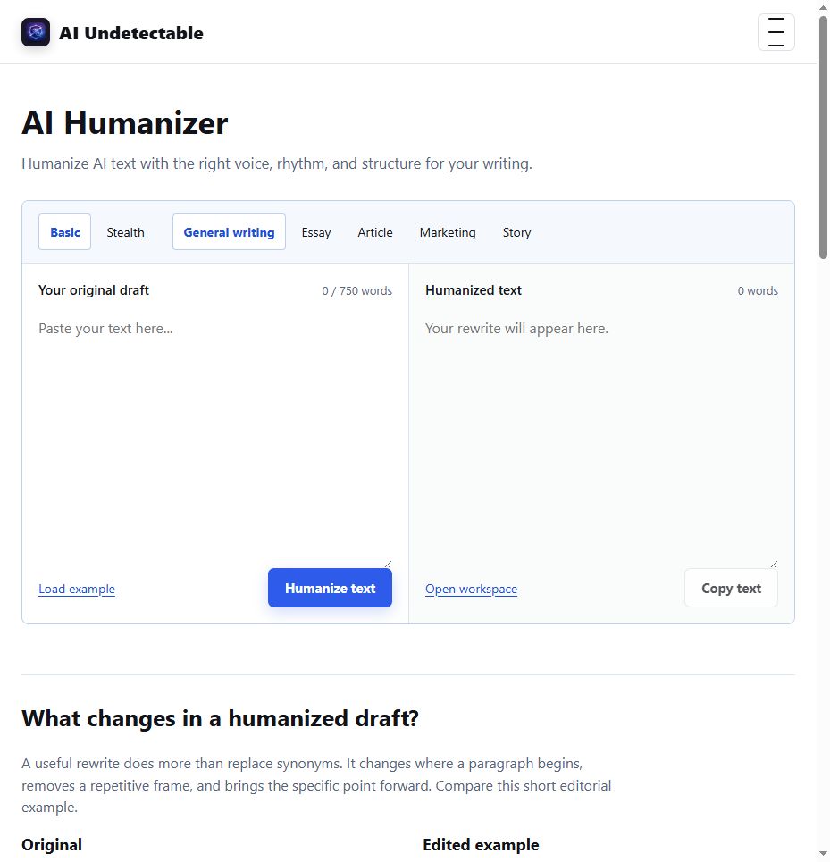 AI Humanizer - Humanize AI Text: AI Undetectable screenshot