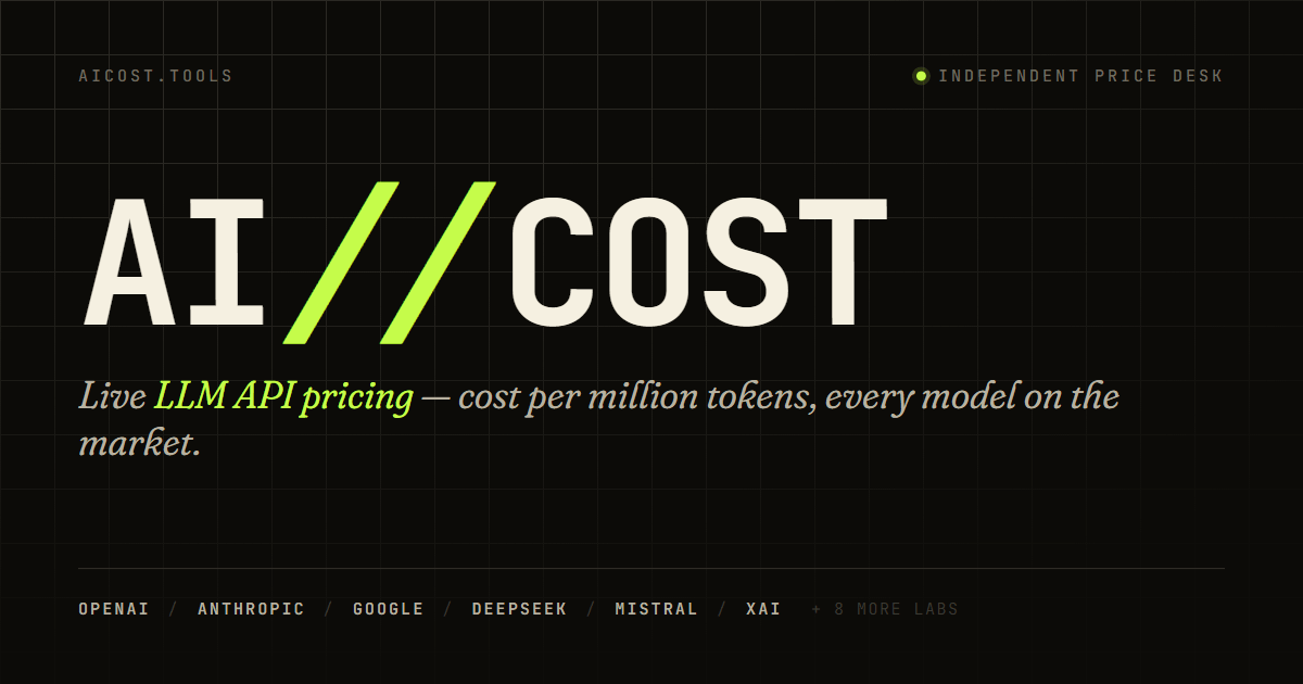 AICost (AI//COST): LLM API Price Desk screenshot