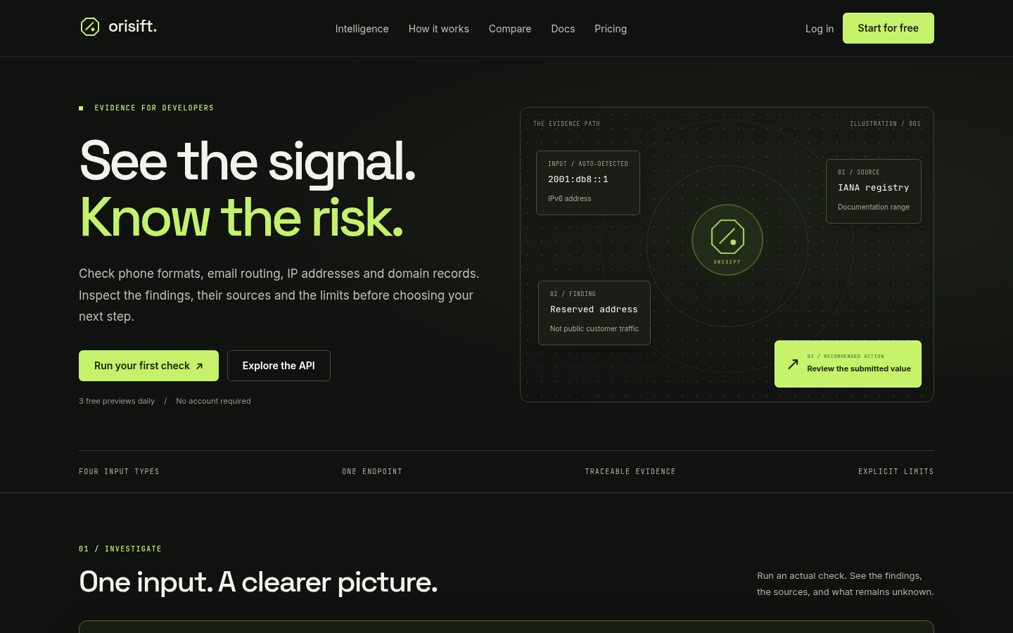 Orisift screenshot