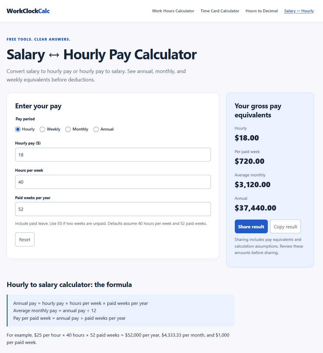 WorkClockCalc screenshot