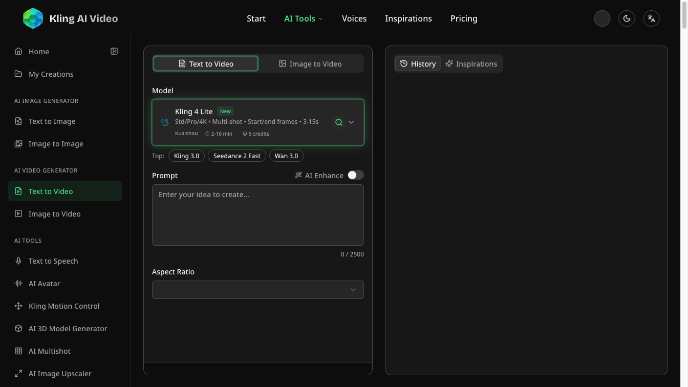 Kling AI Video screenshot